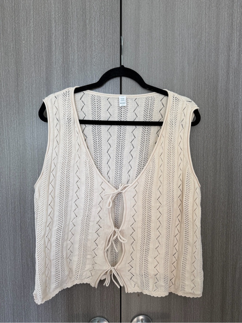 Old Navy Cream Crochet Tie-Front Swim Coverup Vest